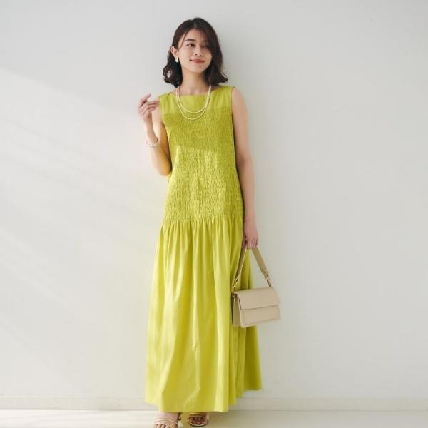 UNTITLED 【コットン100/夏ワンピ/ナロー】シャーリングワンピース UNTITLED（アンタイトル） 【コットン100夏ワンピナロー】シャーリング