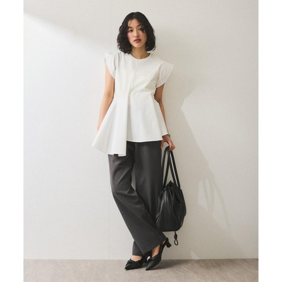 ペプラムカットソー　ブラック ANY｜【WEB限定/洗濯機可】サテンコンビペプラムカットソー