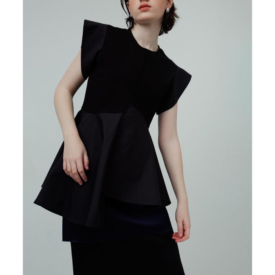 【新品タグ付き】ADAM ET ROPÉ FEMMEペプラムカットソーMブラック ADAM ET ROPE' 【定番人気】・【WEB限定】フリルペプラム