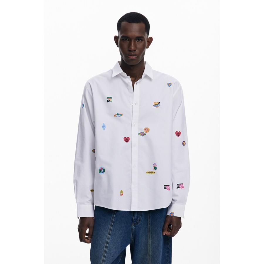 4サイズ展開/S/XL】フラワー刺繍入り長袖シャツ／デシグアル（Desigual