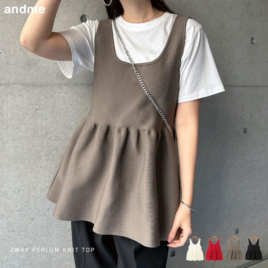 andme 2way ペプラム ノースリーブ ニット トップス : マルイ