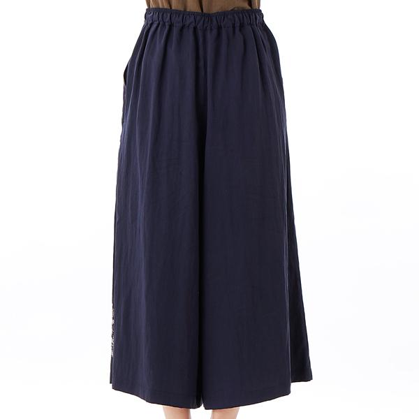 SUPER HAKKA セルロース麻ペタルアレイ刺繍ワイドパンツ