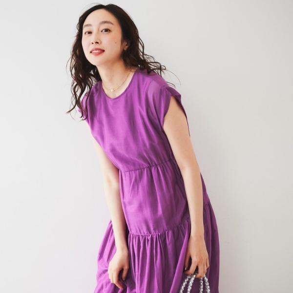 【シアー夏ワンピ】綿シルクワンピース