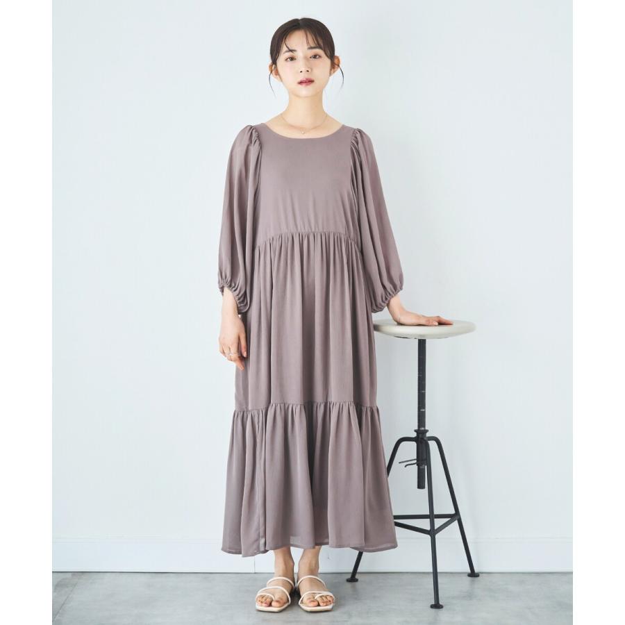 バルーンスリーブ ティアード ワンピース / 春ワンピース 花柄 【mil