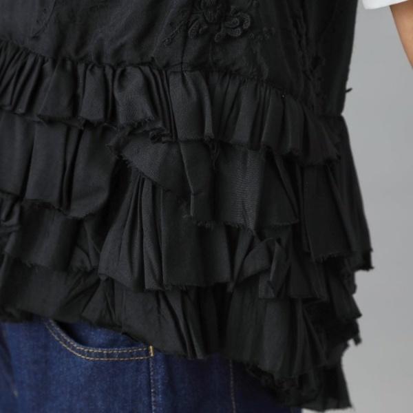 トップス frill rayon shantung vest crinkle frill rayon shantung vest | BLACK
