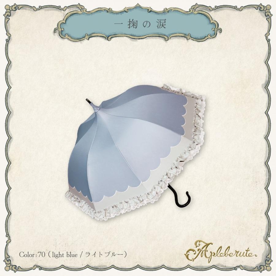 1級遮光 傘 パゴダ傘 晴雨兼用 UVカット ショート フリル - 一掬の涙