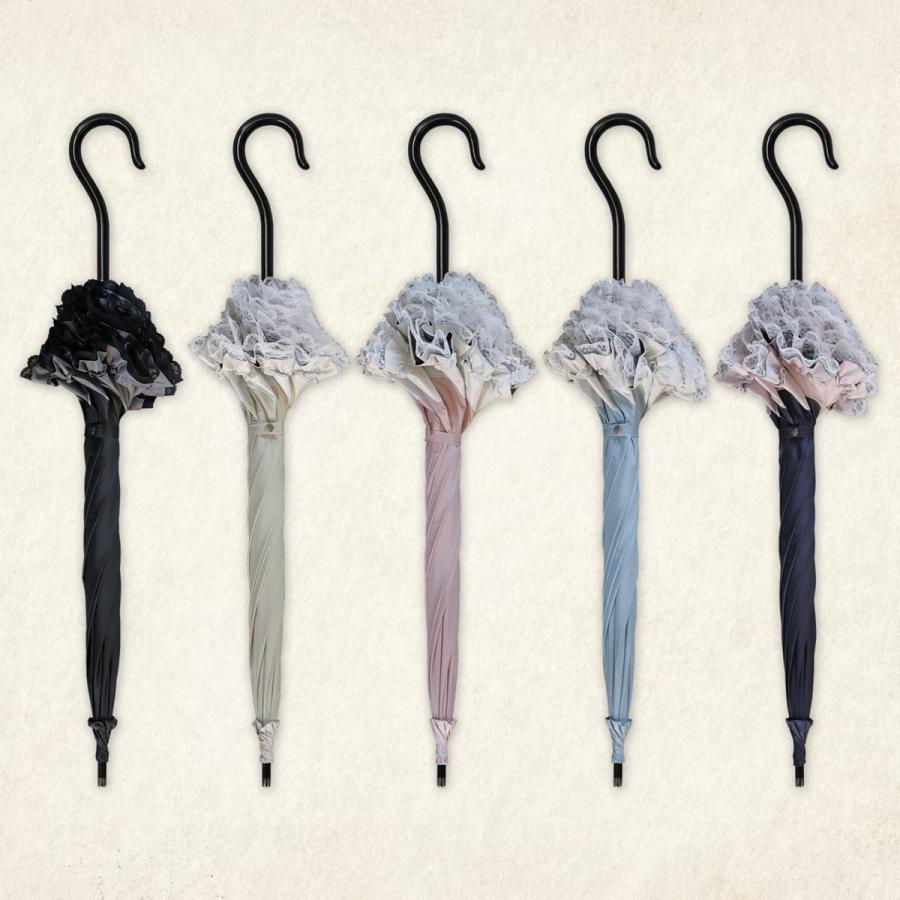 1級遮光 傘 パゴダ傘 晴雨兼用 UVカット ショート フリル - 一掬の涙 |  | 13