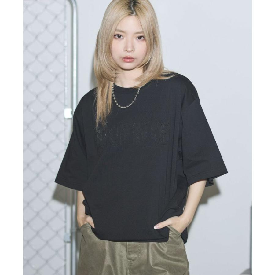 ヴィンテージライクパッチスローガンTシャツ | 