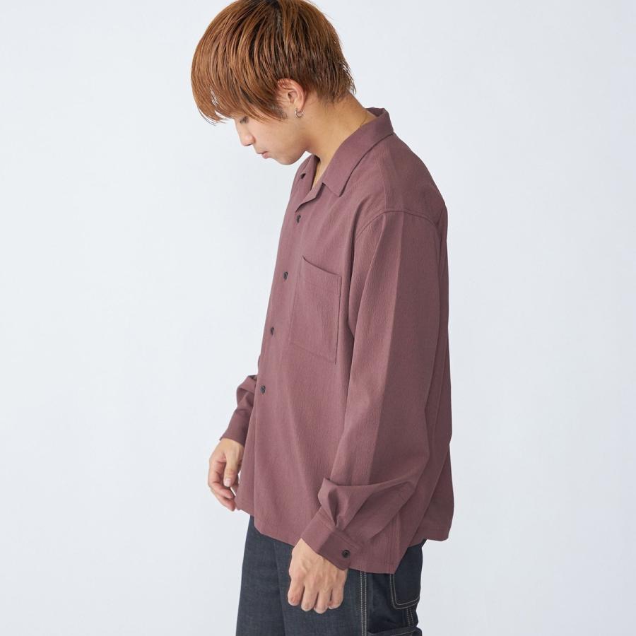 City Ambient Products: オープンカラー 楊柳 ソリッド ロングスリーブ シャツ | SHIPS | 10