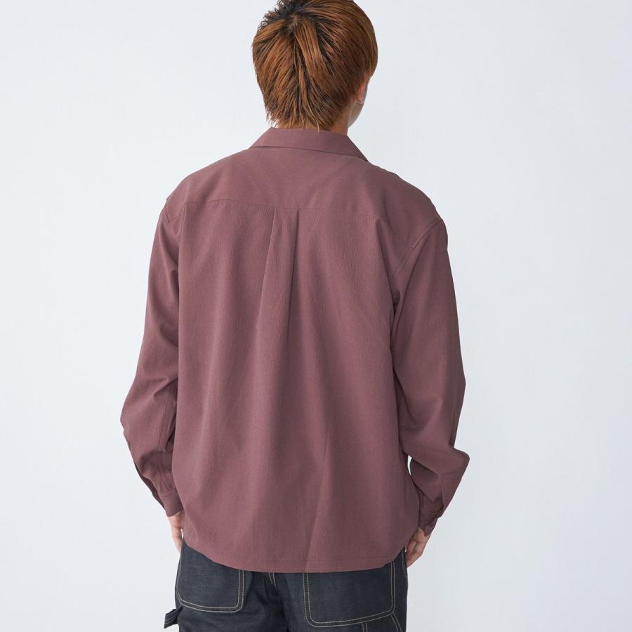 City Ambient Products: オープンカラー 楊柳 ソリッド ロングスリーブ シャツ | SHIPS | 11