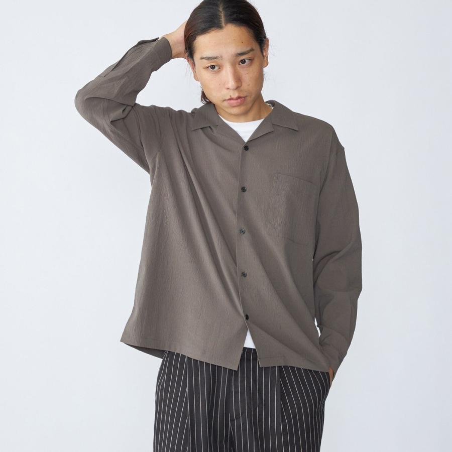 City Ambient Products: オープンカラー 楊柳 ソリッド ロングスリーブ シャツ | SHIPS | 13