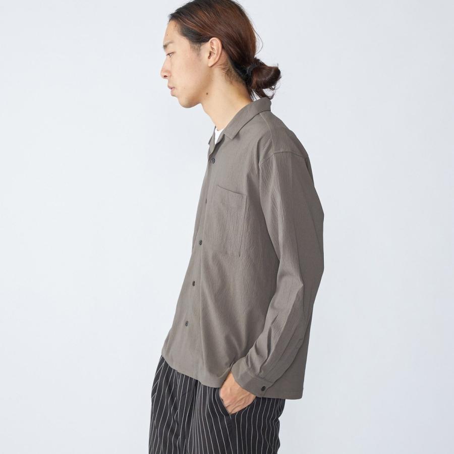 City Ambient Products: オープンカラー 楊柳 ソリッド ロングスリーブ シャツ | SHIPS | 14