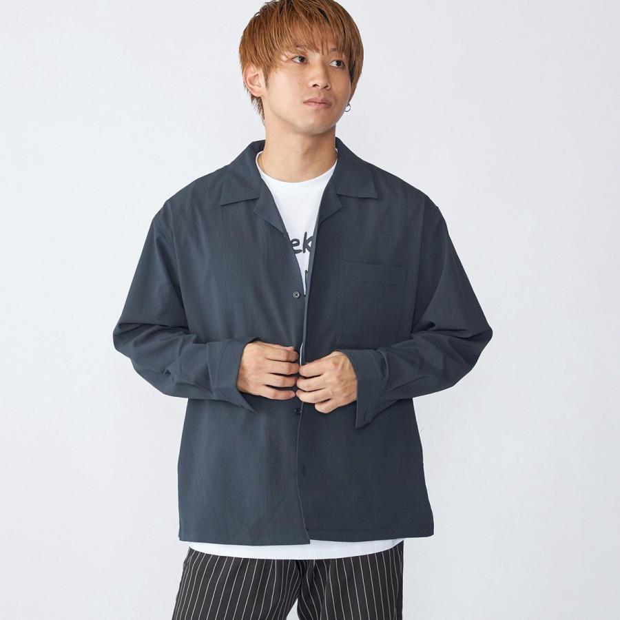 City Ambient Products: オープンカラー 楊柳 ソリッド ロングスリーブ シャツ | SHIPS | 01