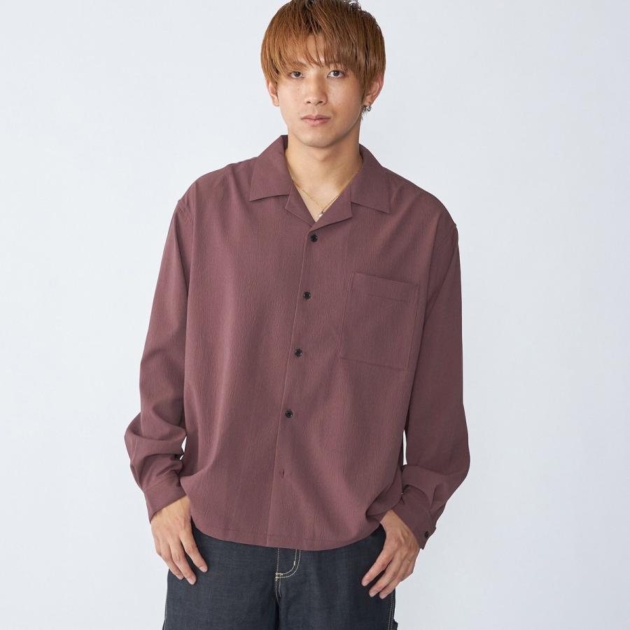 City Ambient Products: オープンカラー 楊柳 ソリッド ロングスリーブ シャツ | SHIPS | 02