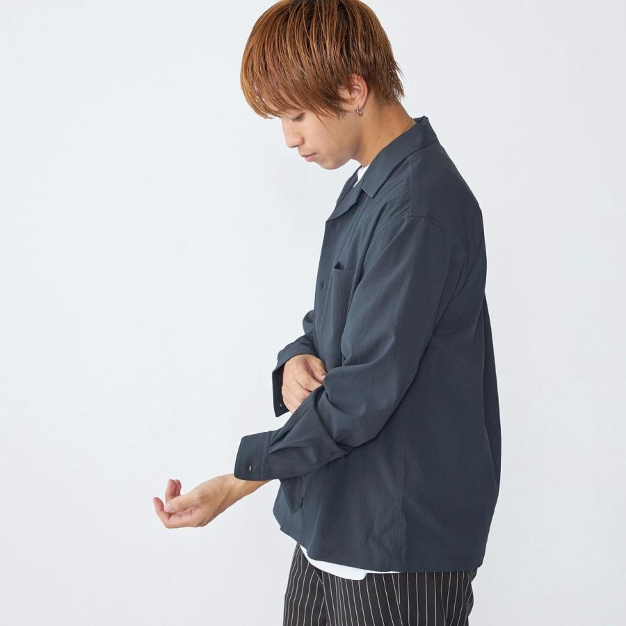 City Ambient Products: オープンカラー 楊柳 ソリッド ロングスリーブ シャツ | SHIPS | 04