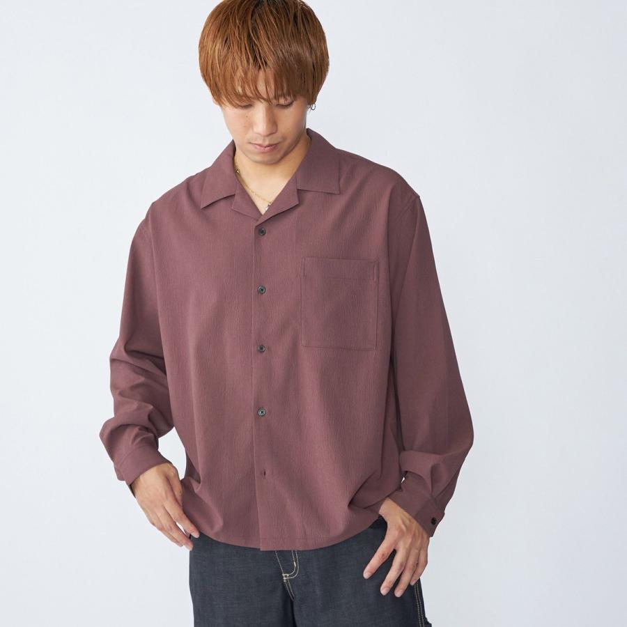 City Ambient Products: オープンカラー 楊柳 ソリッド ロングスリーブ シャツ | SHIPS | 09