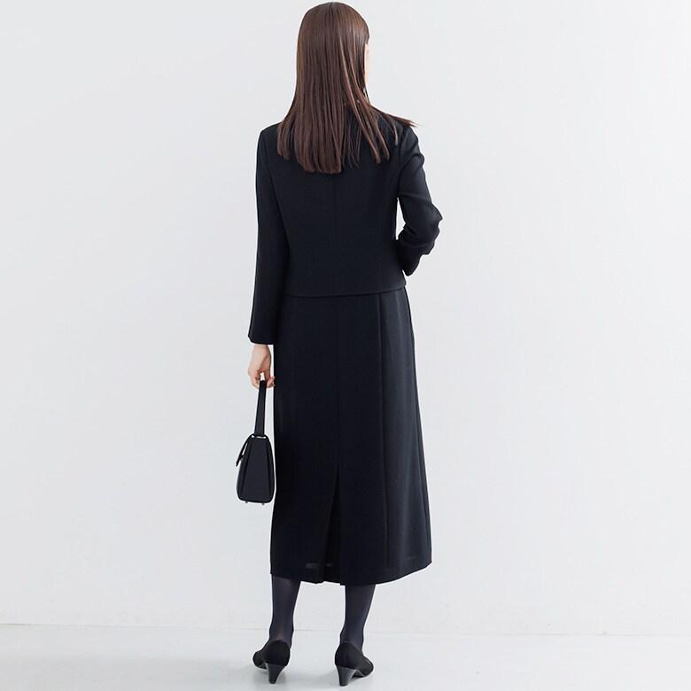 【喪服】【前開き】ジャケット＆セミフレア ワンピース＜大きいサイズ有＞/ブラックフォーマルの画像