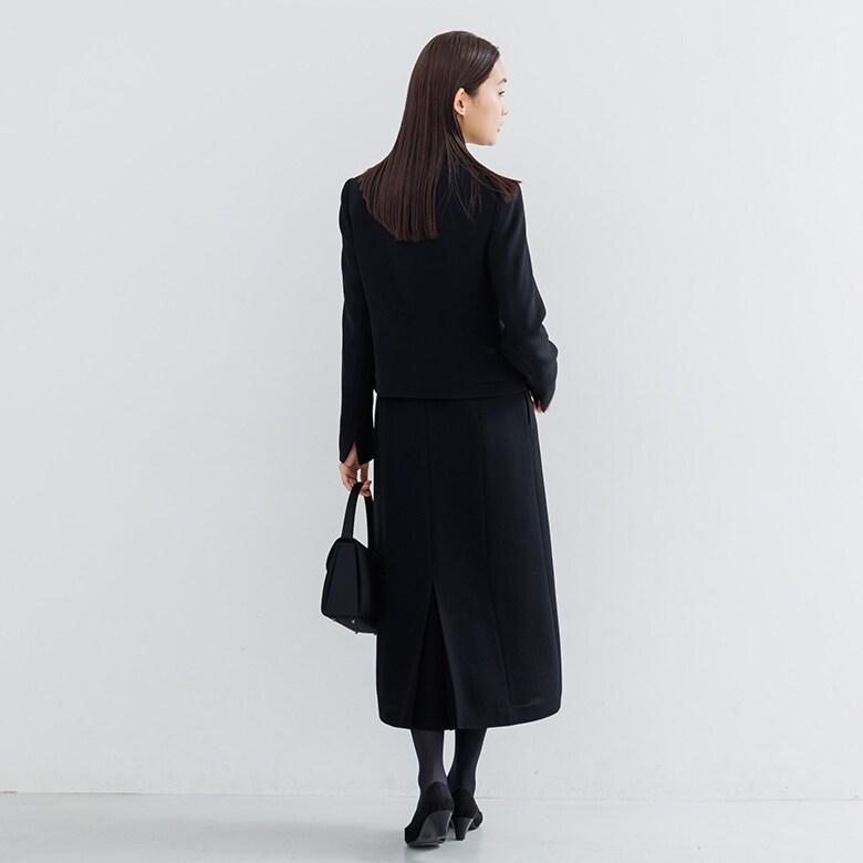 【喪服】【前開き】ジャケット＆セミフレア ワンピース＜大きいサイズ有＞/ブラックフォーマルの画像