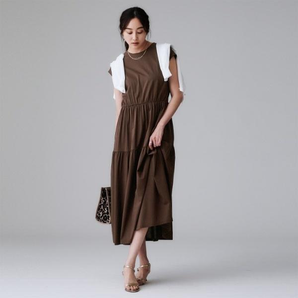 美品　アンタイトル ティアードワンピース　ロングワンピース UNTITLED（アンタイトル） 【ティアード洗える】コットンロング