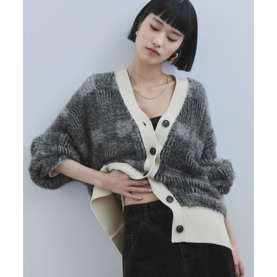 アダムエロペ　フェザーヤーンチェックカーディガン ADAM ET ROPE'（アダムエロペ） 【WEB限定】・【サステナブル