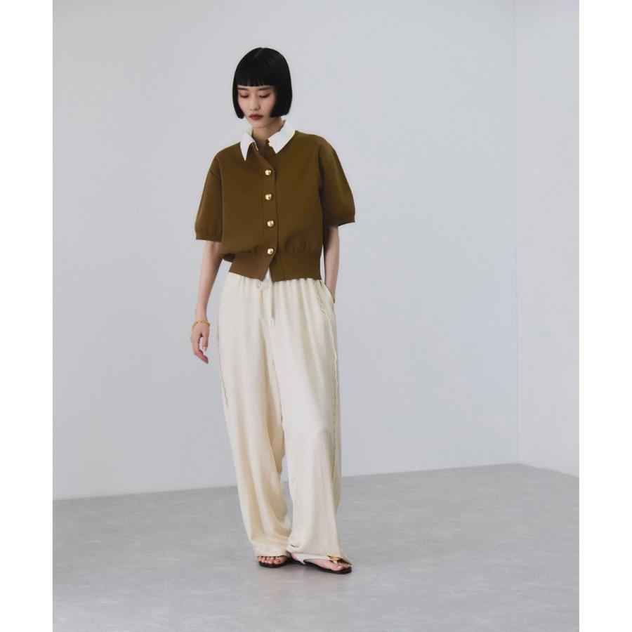 megu様アダムエロペ　カラー付きハーフスリーブカーディガン　新品　オフホワイト ADAM ET ROPE' 【サステナブル】カラー付きハーフスリーブ