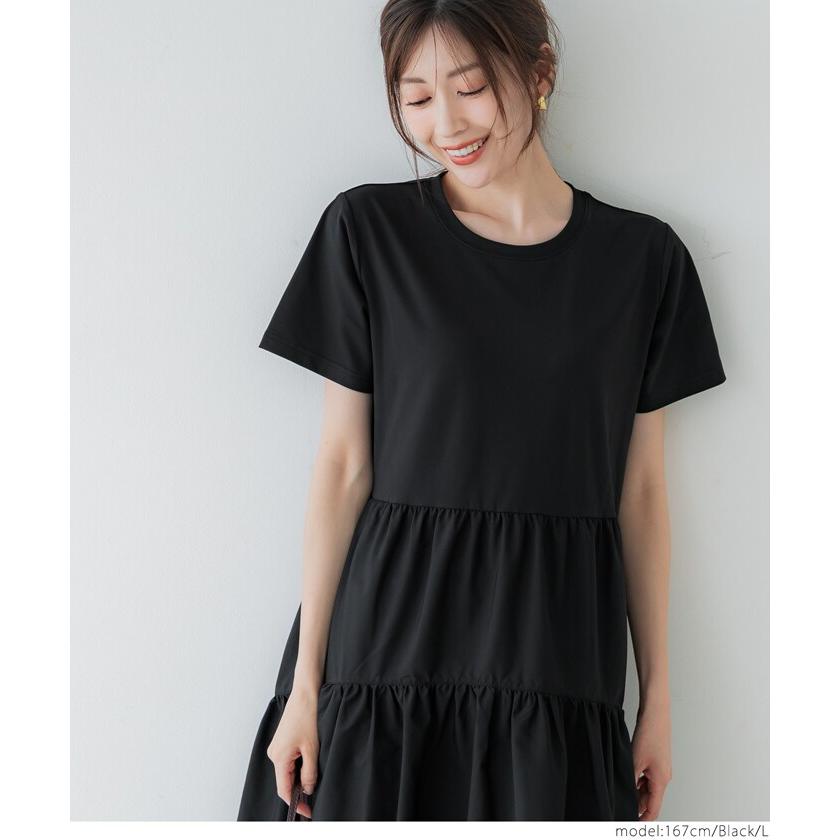 coca（コカ） シルキータッチドッキングギャザーワンピース 全2色
