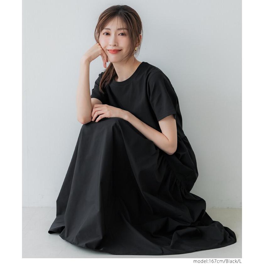 coca（コカ） シルキータッチドッキングギャザーワンピース 全2色