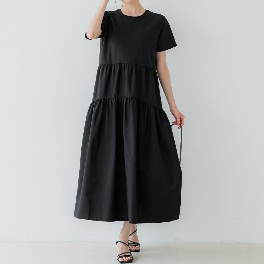 coca（コカ） シルキータッチドッキングギャザーワンピース 全2色