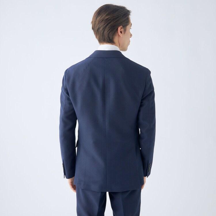 SUIT SELECT 【洗える2釦ジャケット】 ネイビー無地 ストレッチ素材 冷