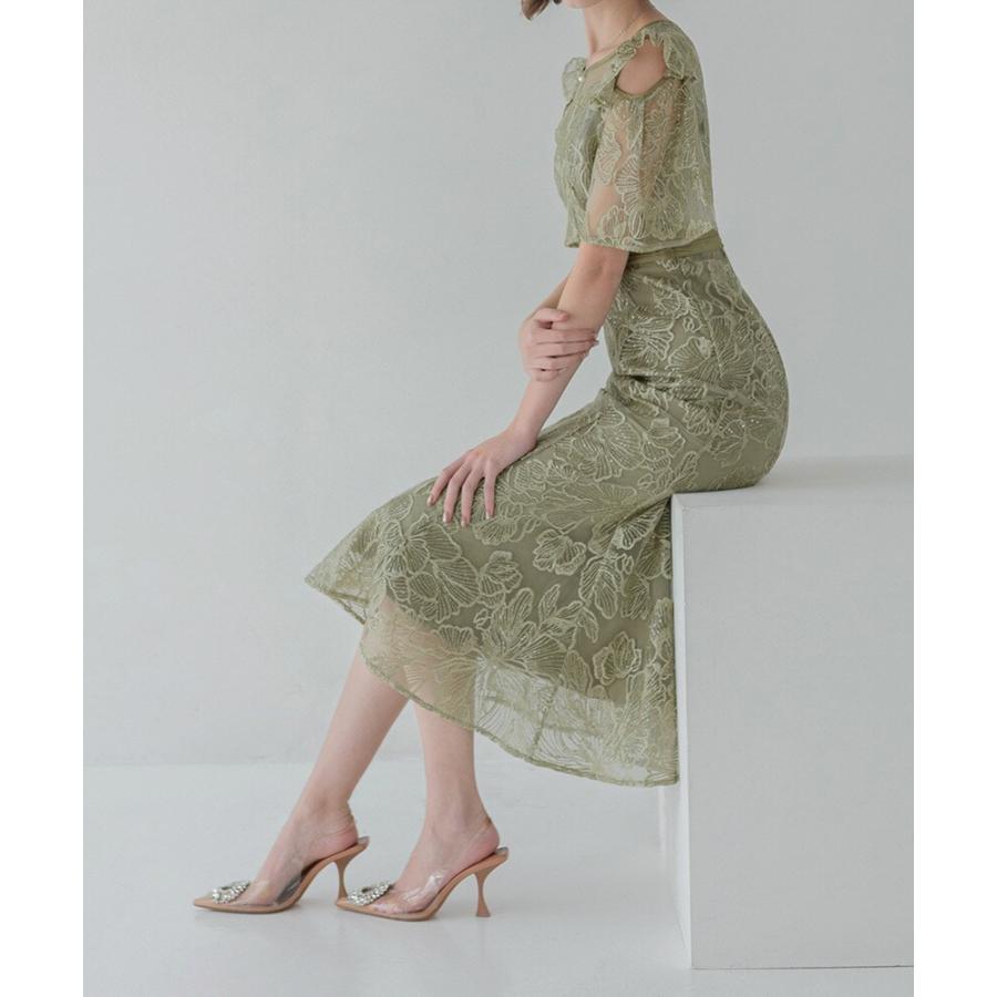 フラワーレースシアーフリルマーメイドドレス : マルイ(丸井)Yahoo!店