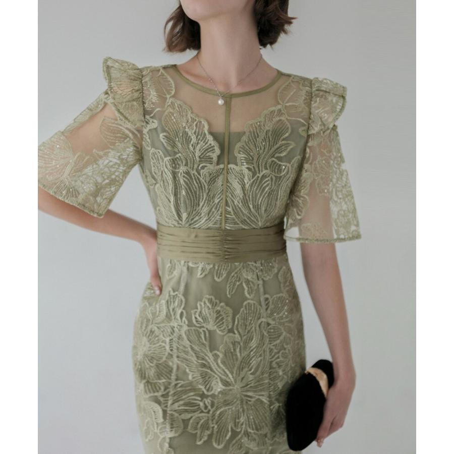 フラワーレースシアーフリルマーメイドドレス : マルイ(丸井)Yahoo!店