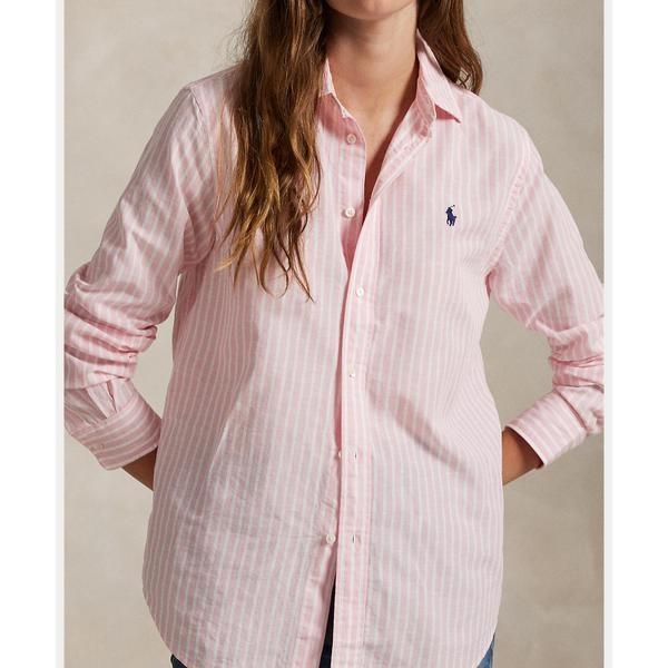 POLO RALPH LAUREN XXS リネンシャツピンクストライプ クラシック フィット ストライプド リネン シャツ