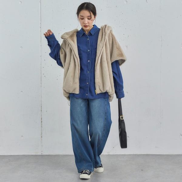 DOUX ARCHIVES（ドゥアルシーヴ） ミンクファーライクフーディーベスト