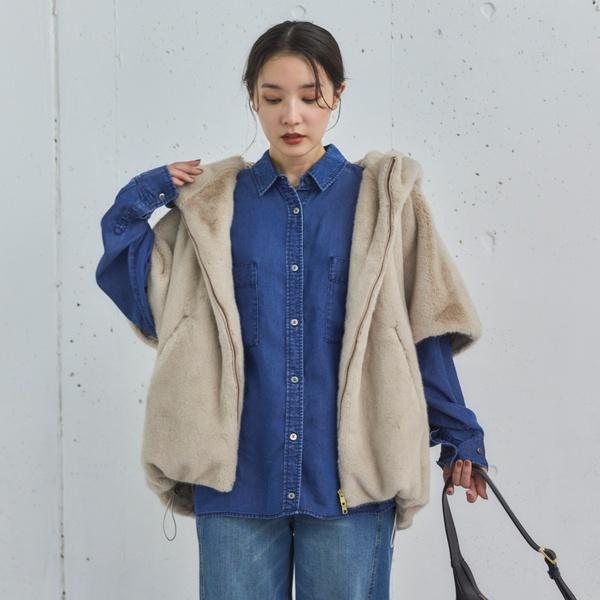 DOUX ARCHIVES（ドゥアルシーヴ） ミンクファーライクフーディーベスト