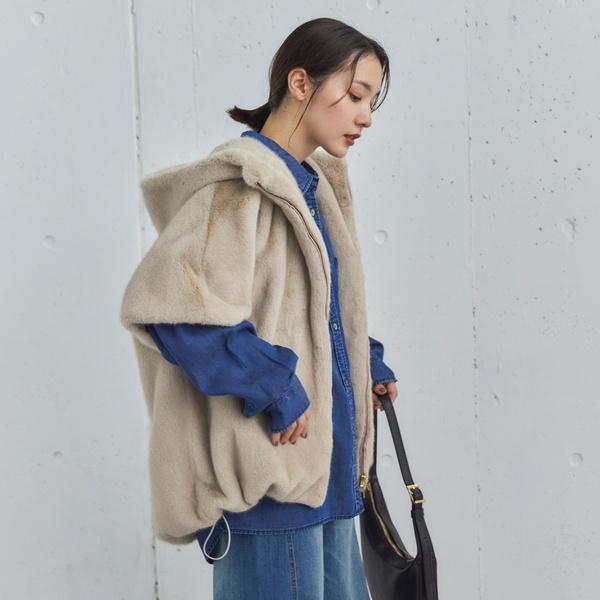 DOUX ARCHIVES（ドゥアルシーヴ） ミンクファーライクフーディーベスト