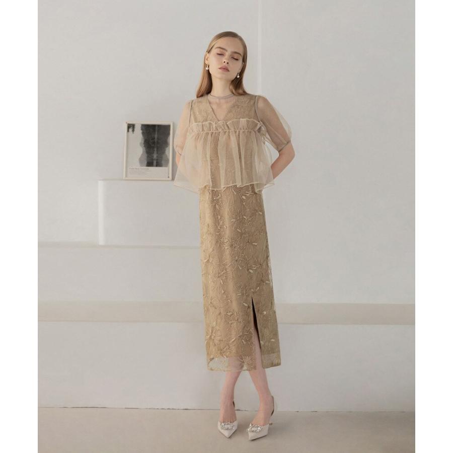 ボリュームシアーフリルジャガードIラインドレスワンピース オケージョンドレス ボリュームシアーフリルジャガードIラインワンピースドレス : マルイ