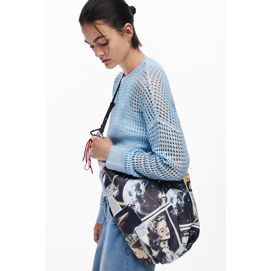 Desigual（デシグアル） 【大容量】ニュースペーパー柄ショッパー