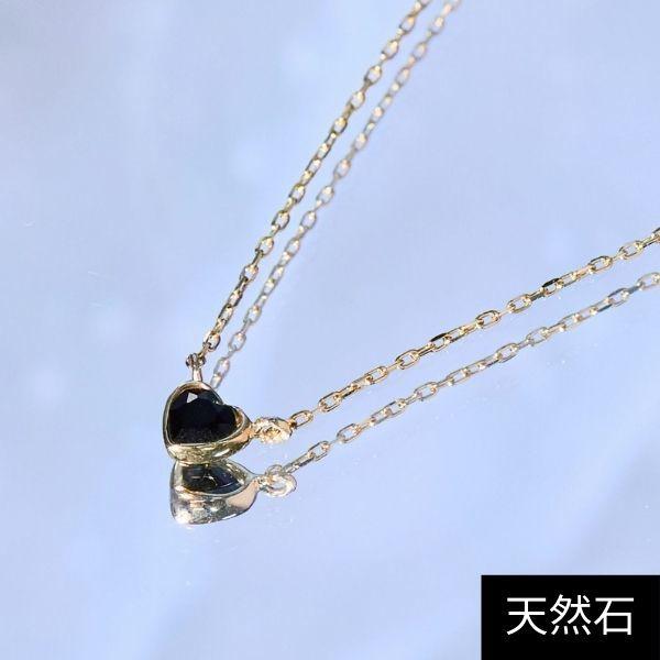 ジュピター 【K10】ハートモチーフ天然石ネックレス/オニキス/＜全長約