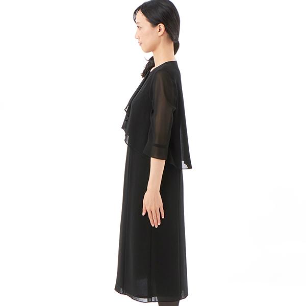 INFINE ＜ブラック夏フォーマル＞【ウォッシャブル】フリルワンピース