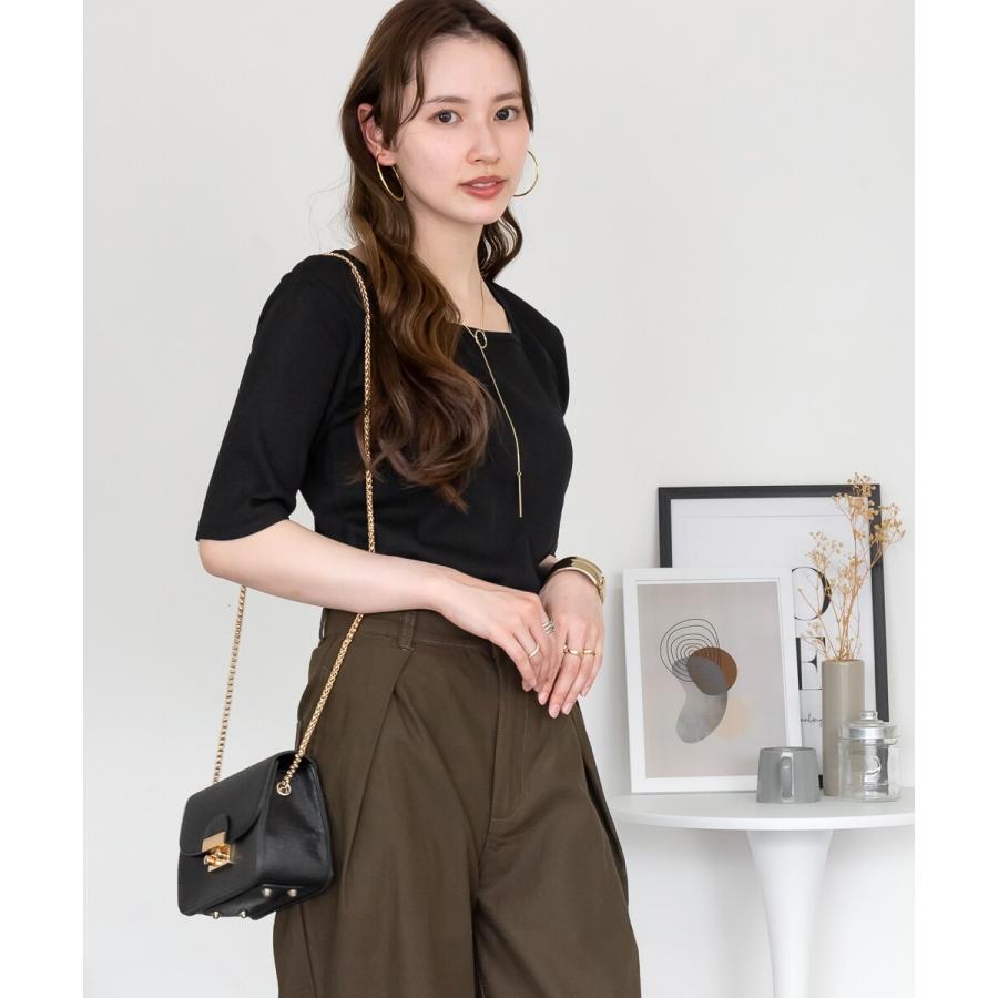 スクエアネック5分袖コットンリブTシャツ : マルイ(丸井)Yahoo!店