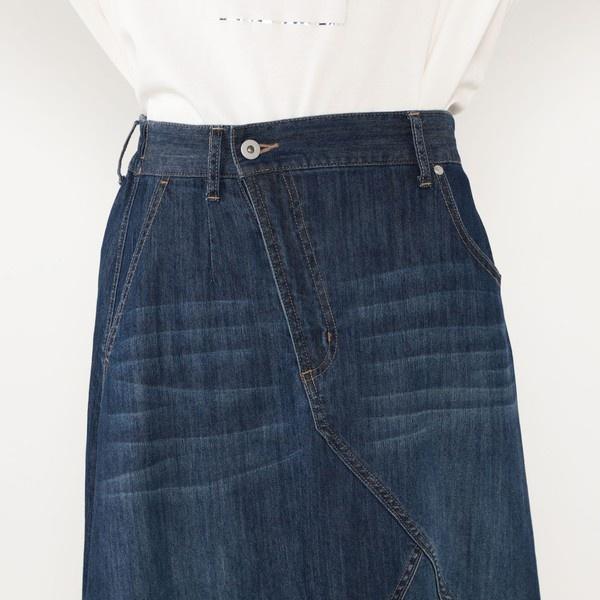 ニコルホワイト（NICOLE WHITE）/ウエストバックゴムランダム切り替えデニムフレアスカート NICOLE white（ニコルホワイト） ウエストバックゴムランダム切り替え