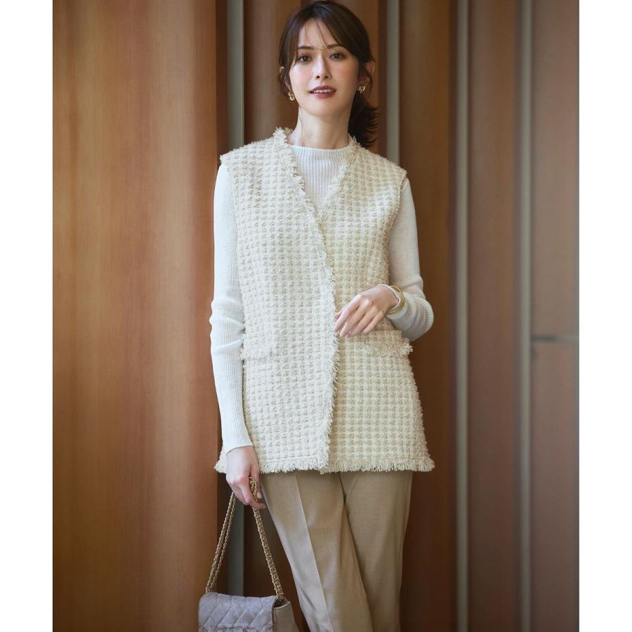 美品 フレイアイディー 定価4万 GIOLICA ツイードジレ 金ボタン 黒 M 23区（ニジュウサンク） 【GLOW10月号掲載】GIOLICA オータム ツイード