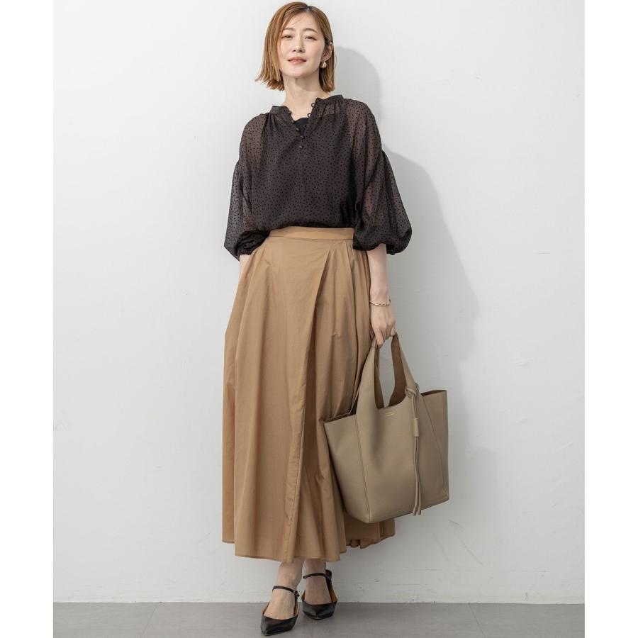 23区【洗える】ナイロンコットンポプリン スカート（ダークブラウン系／46） 23区 【洗える】ナイロンコットンポプリン スカート （ダーク