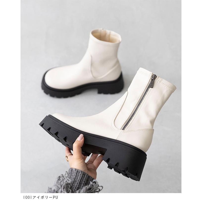 お値下げします＾＾YELLO厚底ストレッチショートブーツS SESTO（セスト） ブーツ ボリュームトラックソール厚底ストレッチ