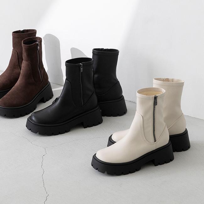 25秋冬新作 厚底 ストレッチ ショートブーツ : マルイ(丸井)Yahoo!店