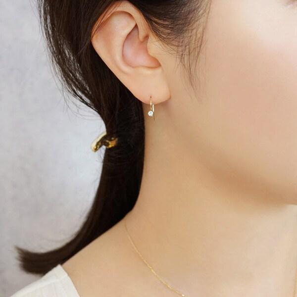 【Palette】K10YG　ブルームーンストーンベースピアス(ワイヤー)の画像