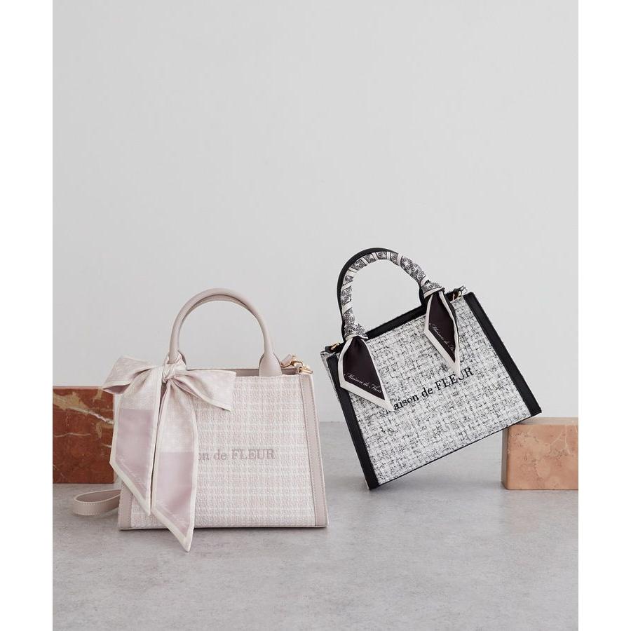 Maison de FLEUR（メゾンドフルール） スカーフ付きツイード2Wayトート