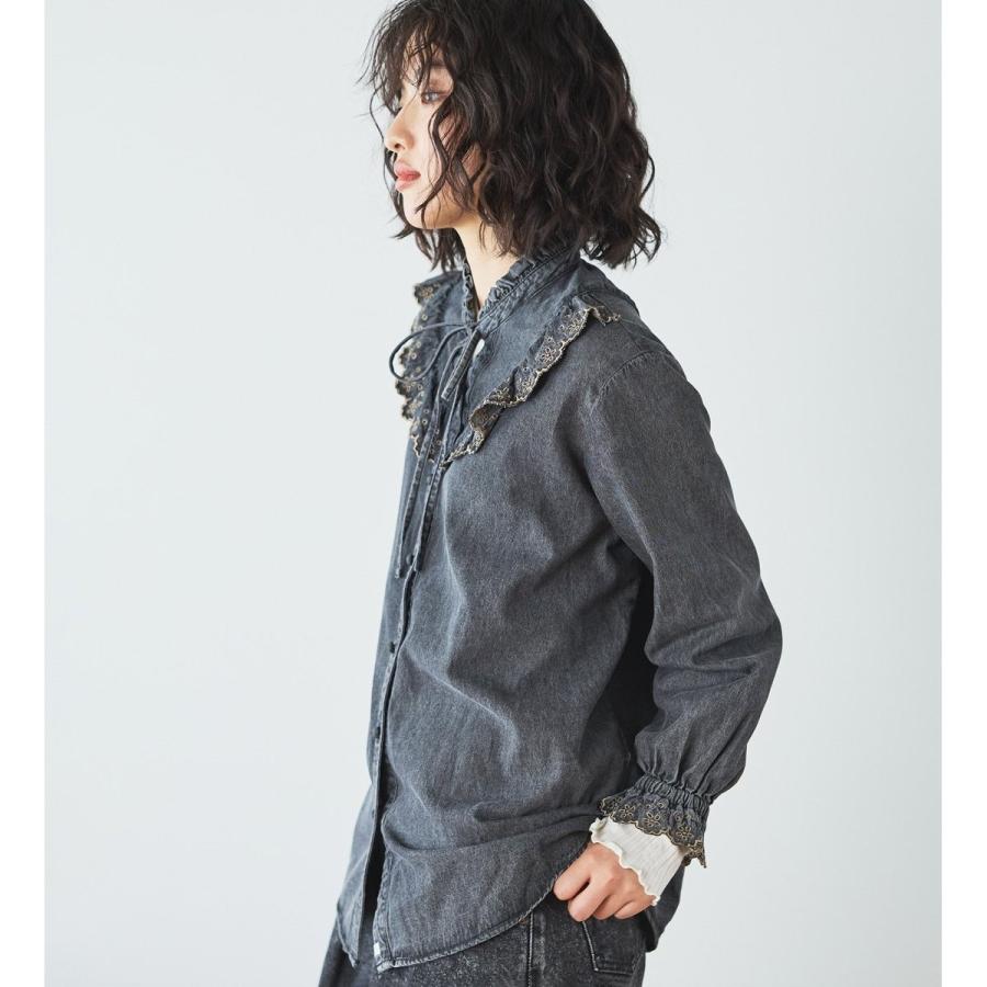 サムシング（SOMETHING）/SOMETHING フリルカラーデニムブラウス SOMETHING（サムシング） SOMETHINGフリルカラーデニムブラウス