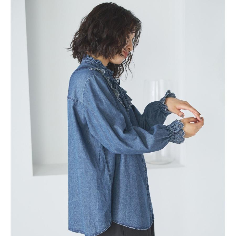 SOMETHING（サムシング） SOMETHINGフリルカラーデニムブラウス