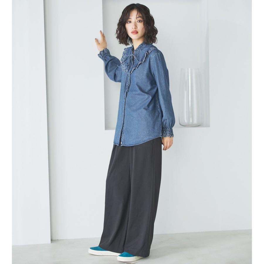 SOMETHING（サムシング） SOMETHINGフリルカラーデニムブラウス